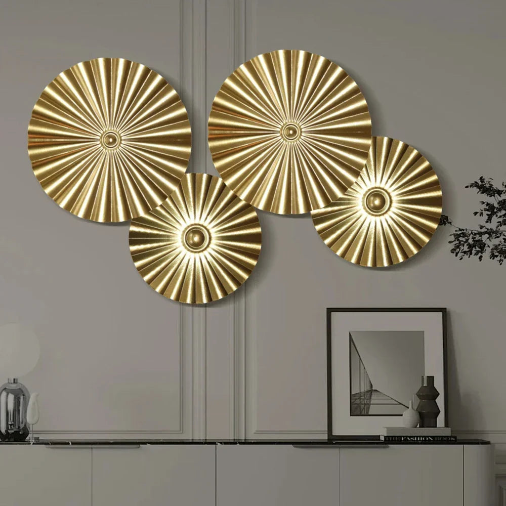 Gold Metal Wall Decor with Round Panels