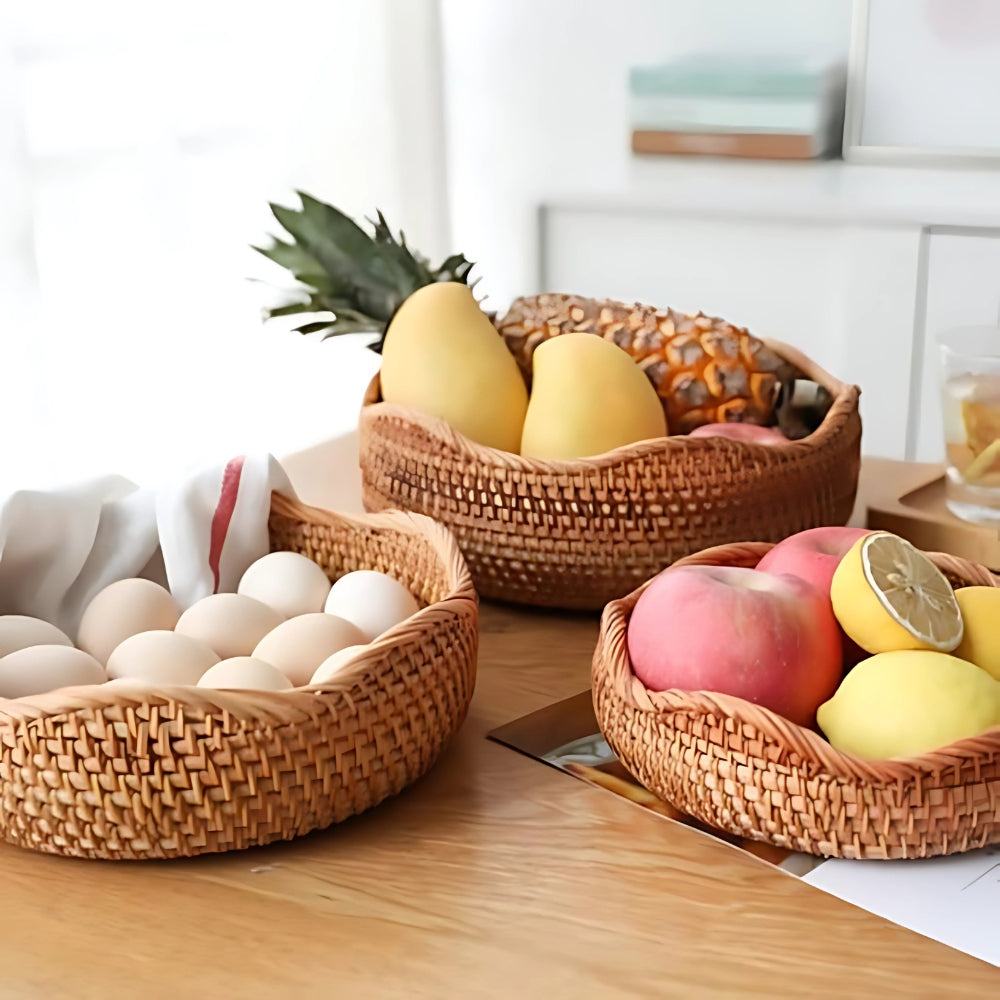 Handwoven Rattan Basket with Rustic Charm