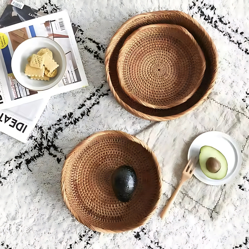 Handwoven Rattan Basket with Rustic Charm