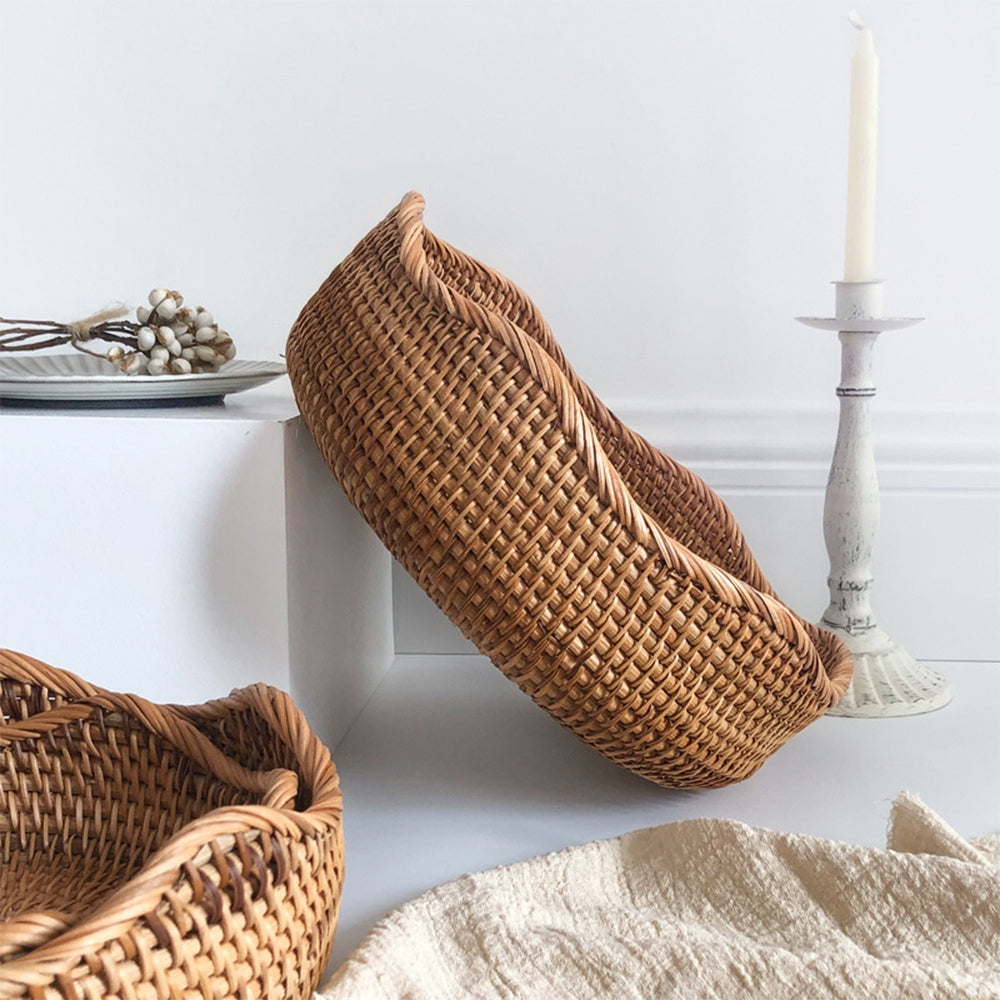 Handwoven Rattan Basket with Rustic Charm