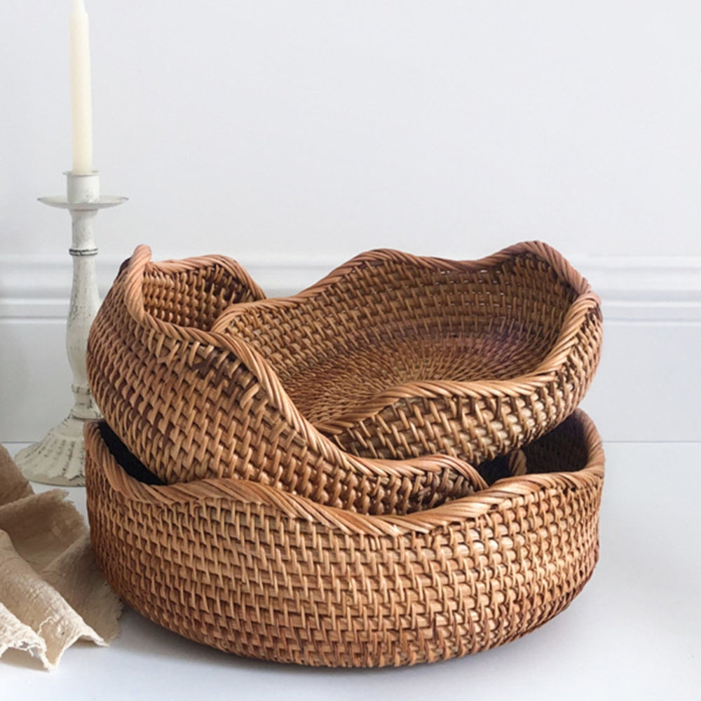 Handwoven Rattan Basket with Rustic Charm