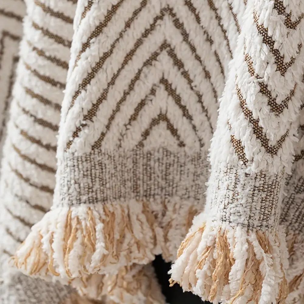 Herringbone Sofa Cover with Tassel Edge