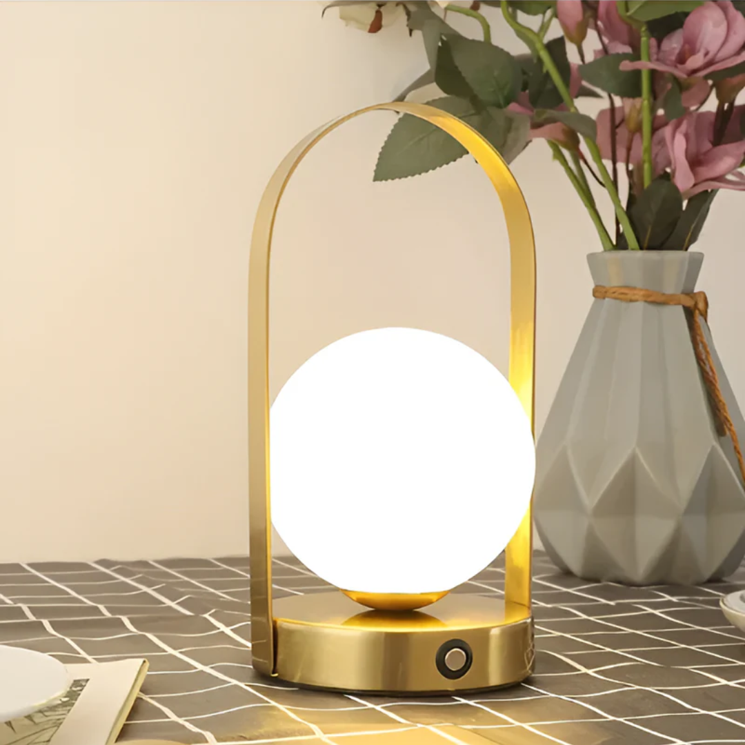 Iron Acrylic Table Lamp with Globe LED Light
