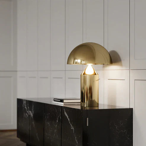 Iron Dome Table Lamp with Sculptural Base