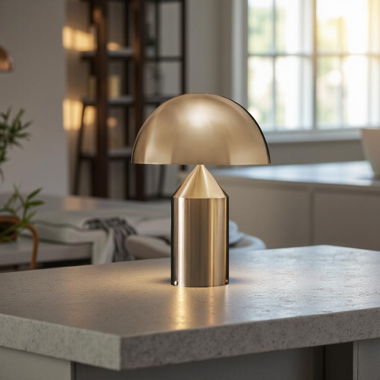 Iron Dome Table Lamp with Sculptural Base