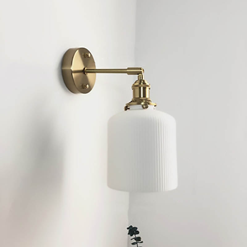 Japanese Copper Wall Light with Pleated Shade