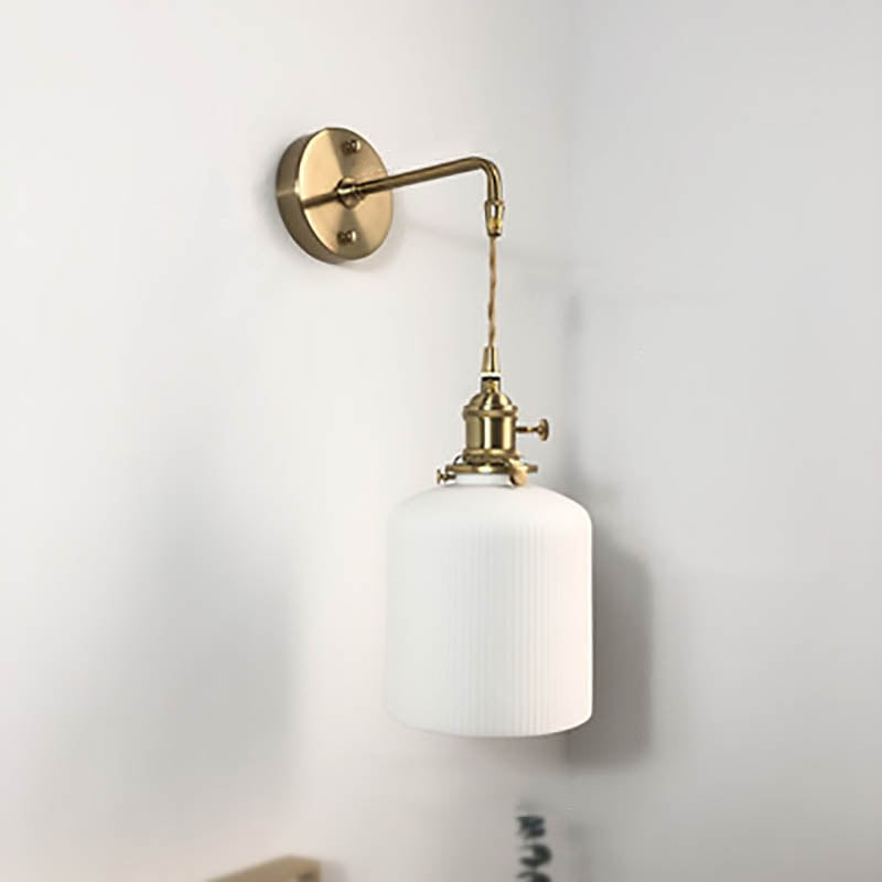 Japanese Copper Wall Light with Pleated Shade