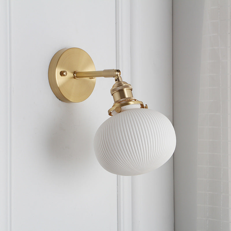 Japanese Copper Wall Light with Pleated Shade