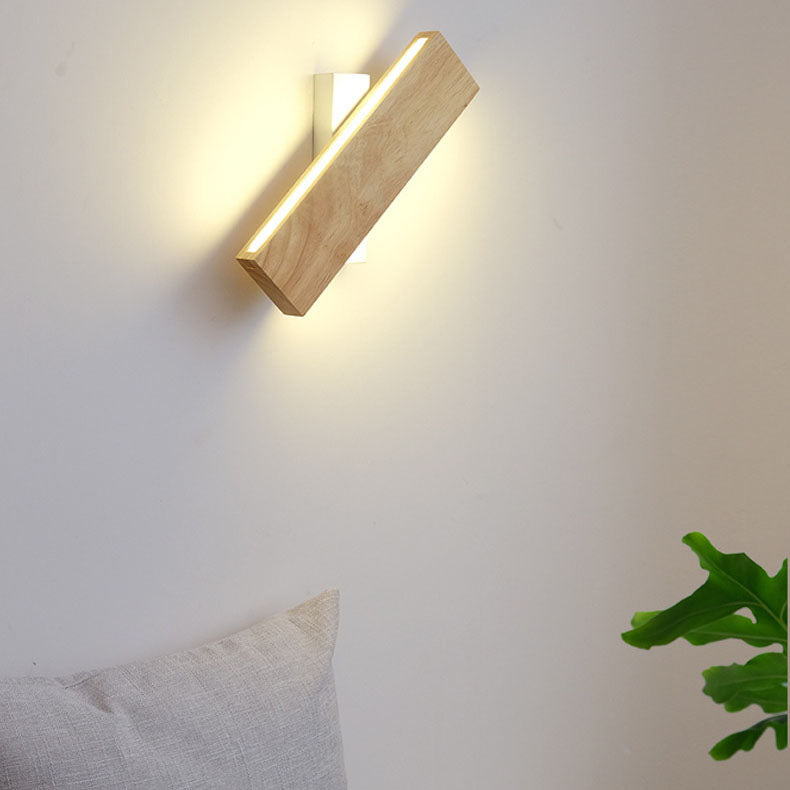 Japanese Wood Wall Sconce with Rectangle LED