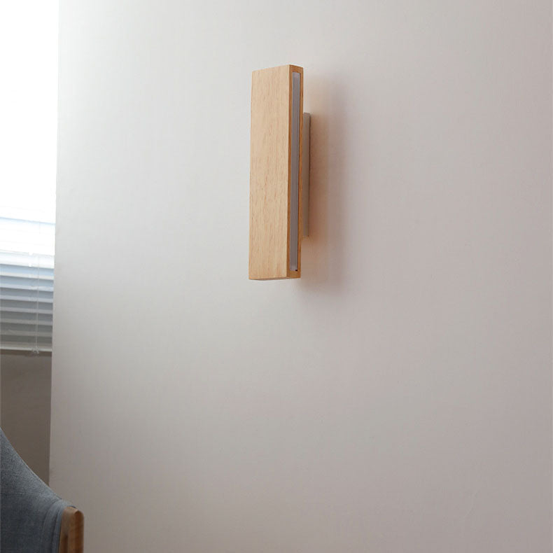 Japanese Wood Wall Sconce with Rectangle LED