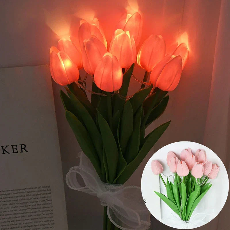 LED Tulip Lamp with Glowing Flower Bouquet