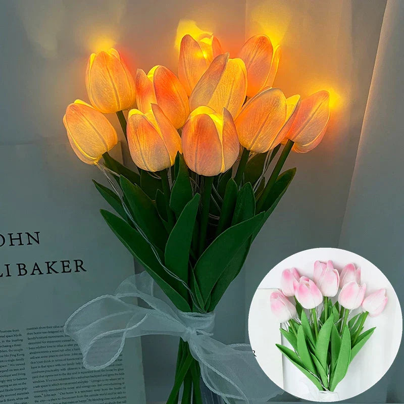 LED Tulip Lamp with Glowing Flower Bouquet