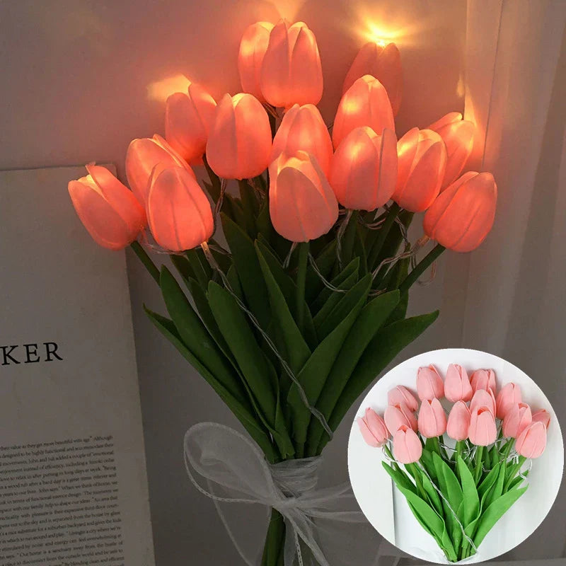 LED Tulip Lamp with Glowing Flower Bouquet