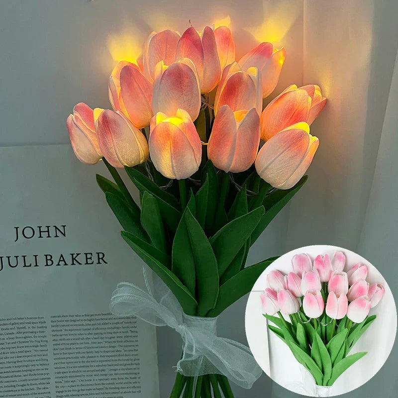 LED Tulip Lamp with Glowing Flower Bouquet