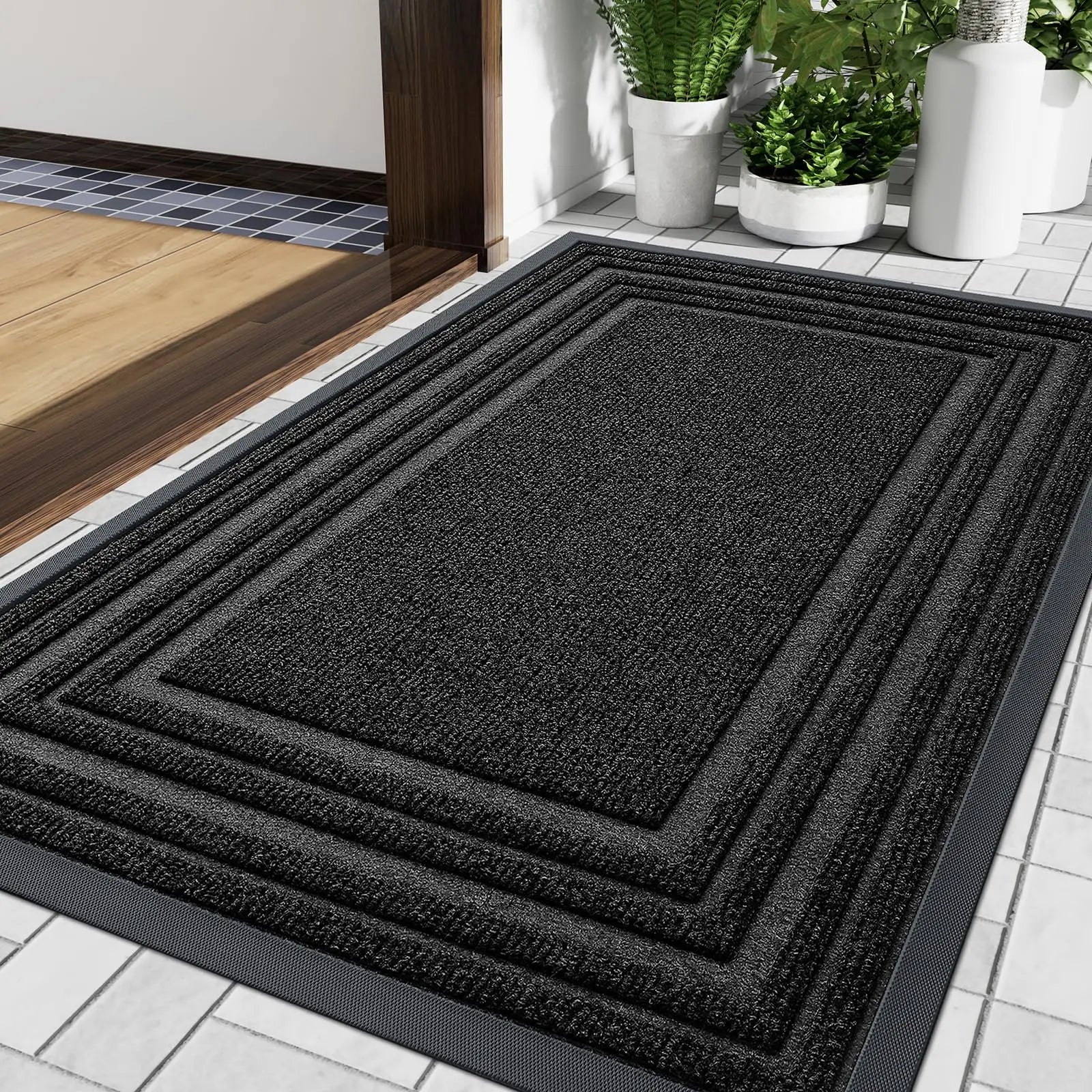 Layered Border Doormat with Antislip Base