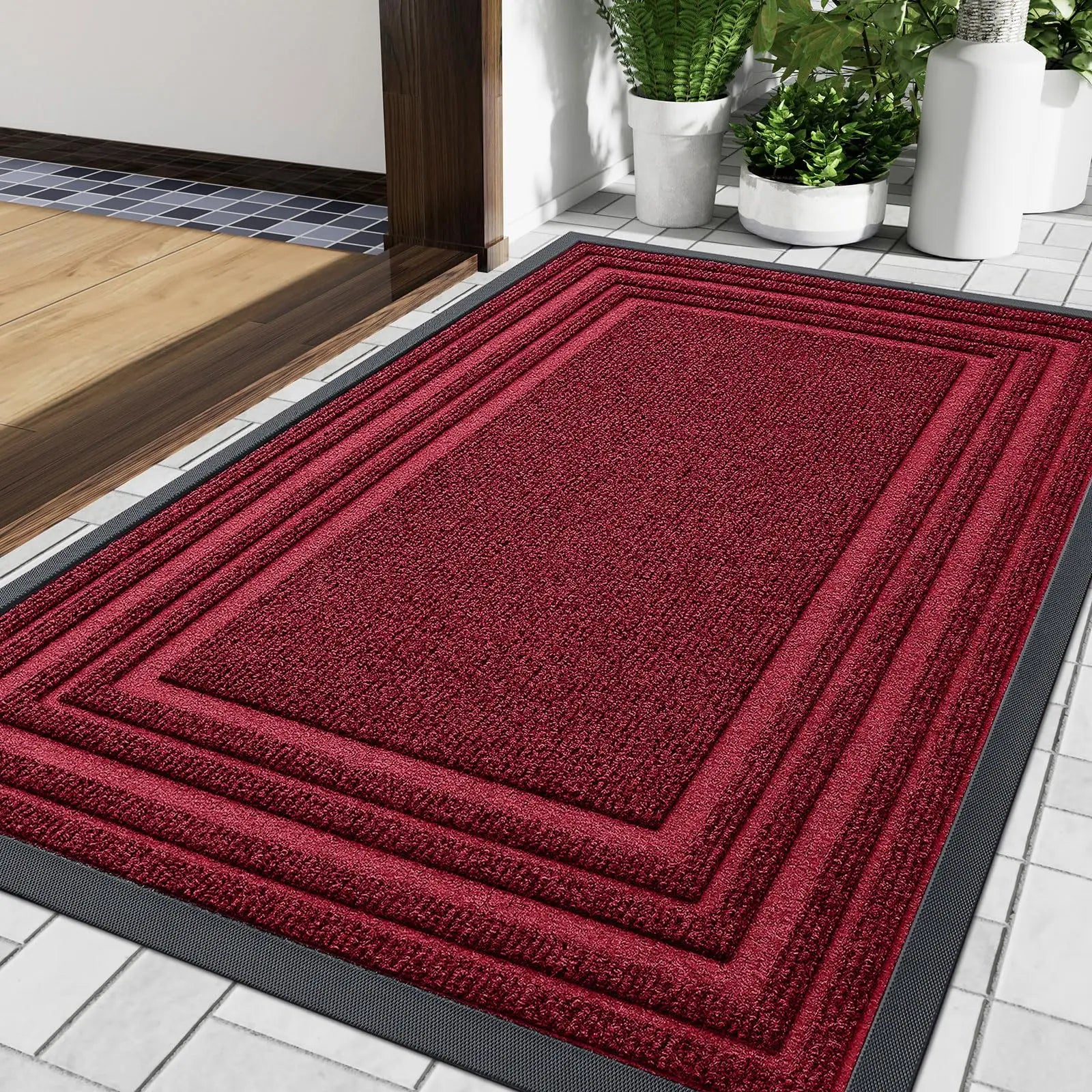 Layered Border Doormat with Antislip Base