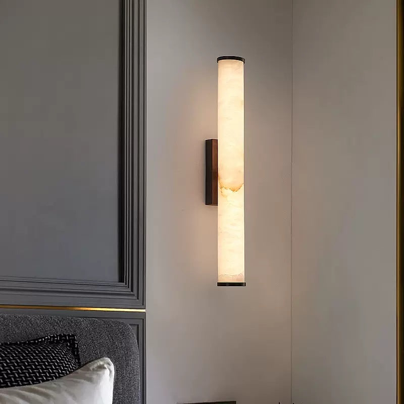 Marble Effect Wall Sconce with Slim Tube Light
