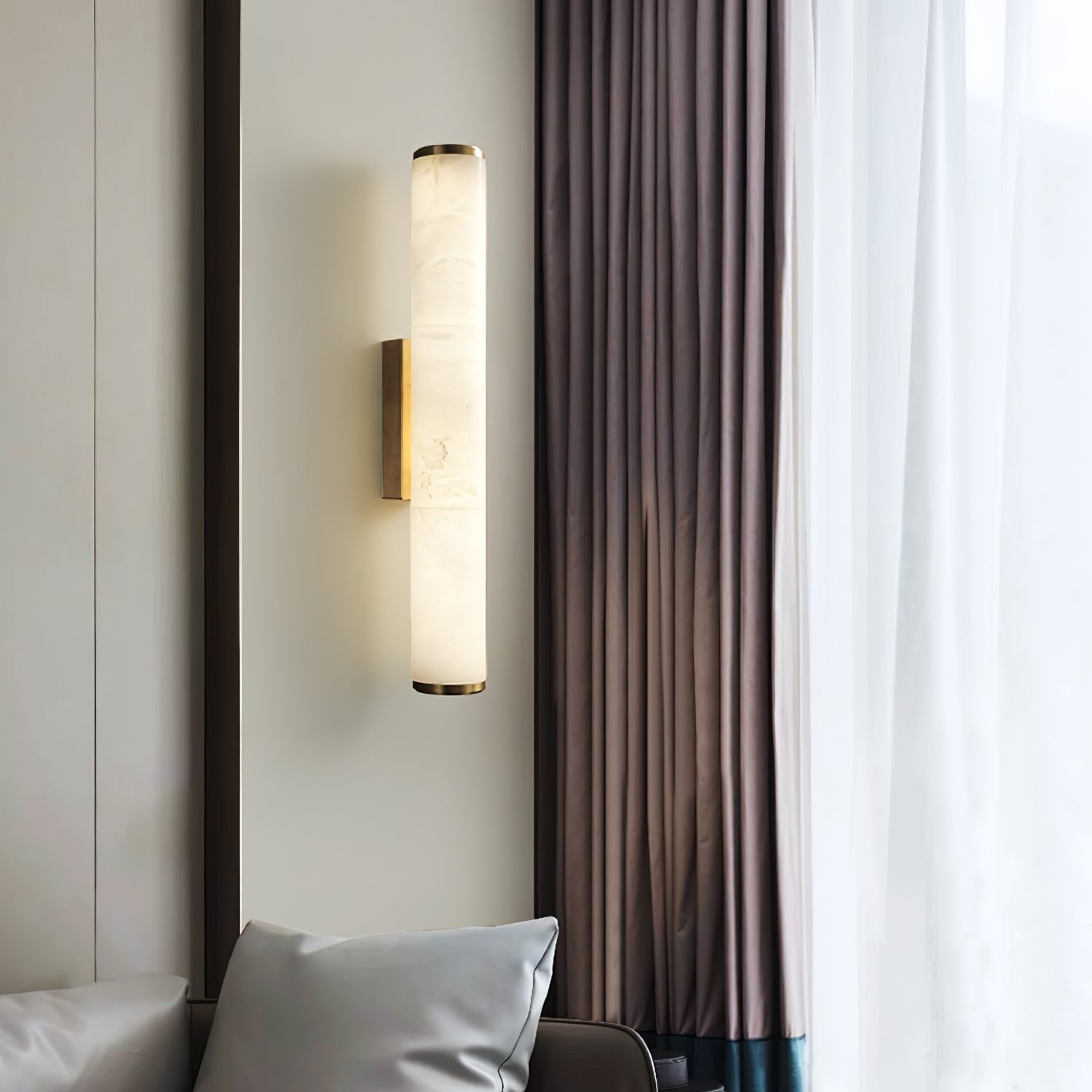 Marble Effect Wall Sconce with Slim Tube Light
