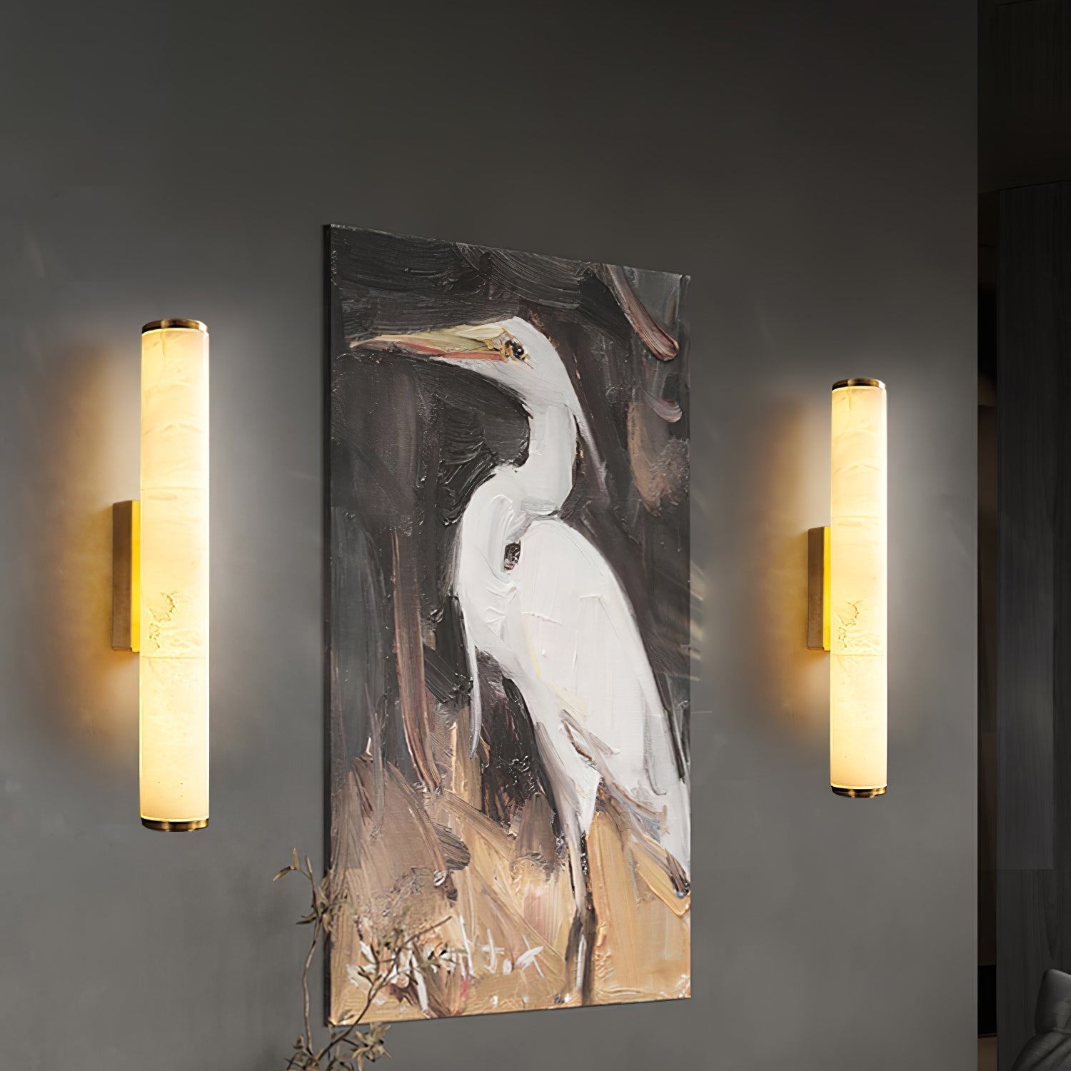 Marble Effect Wall Sconce with Slim Tube Light