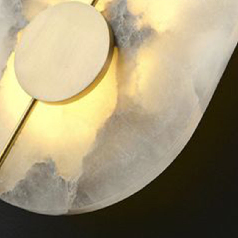 Marble Iron Wall Sconce with Round LED Light
