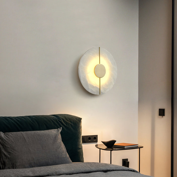 Marble Iron Wall Sconce with Round LED Light