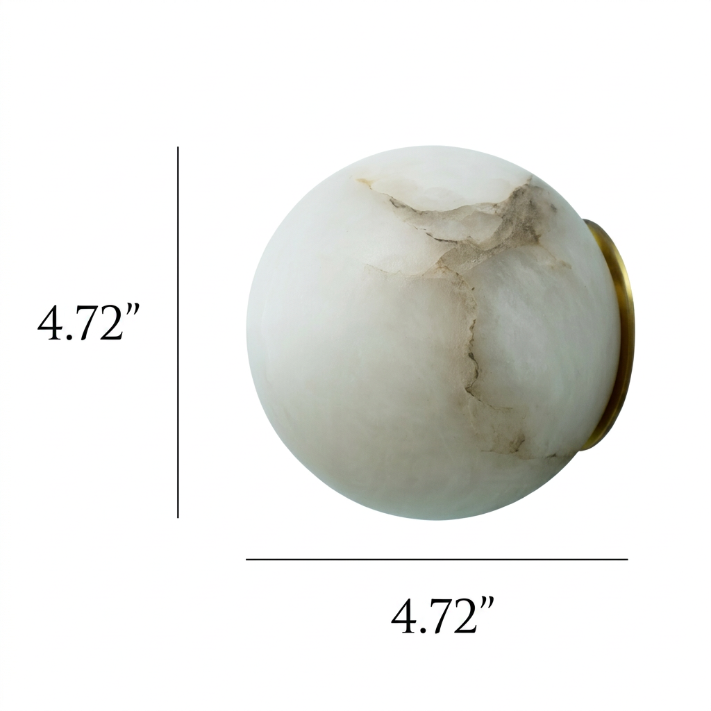 Marble Orb Wall Sconce with LED Light and Base