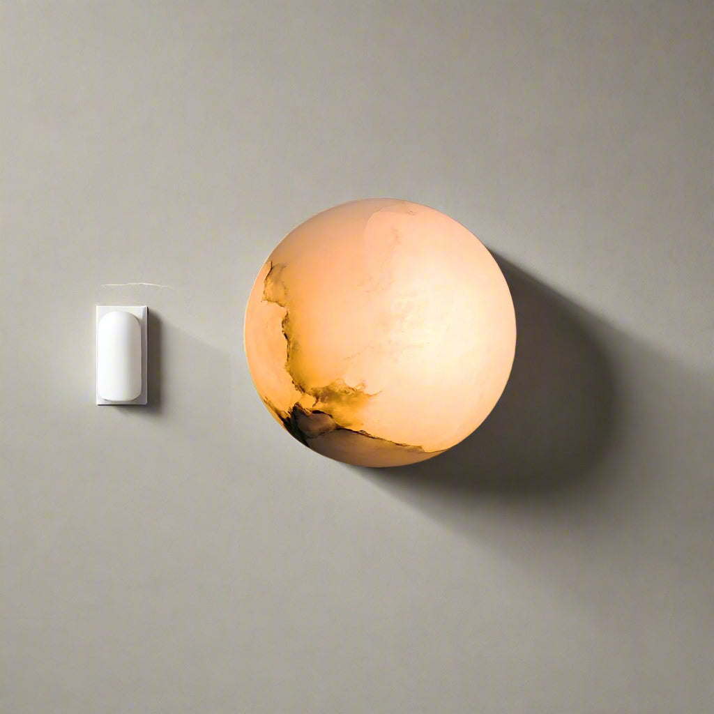 Marble Orb Wall Sconce with LED Light and Base