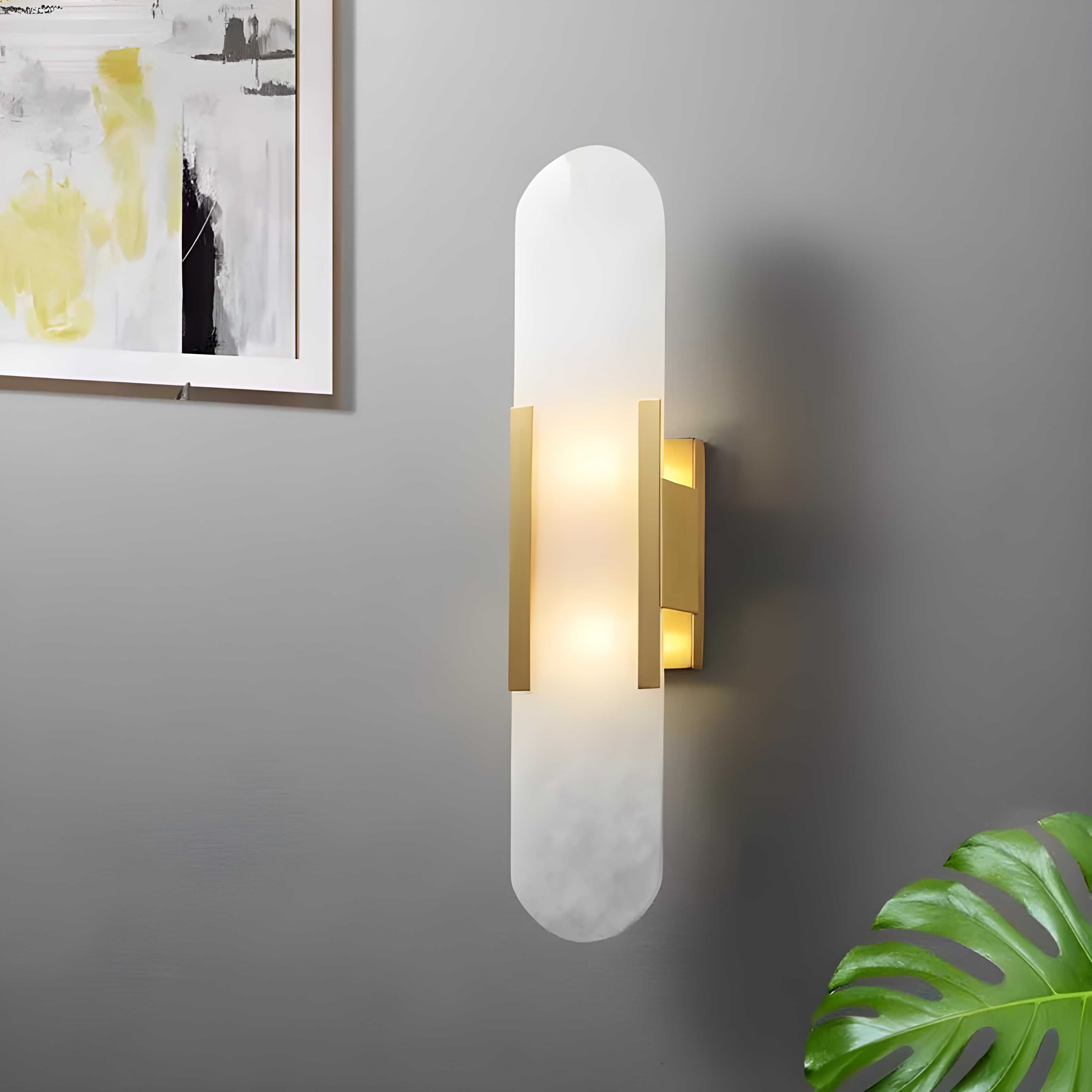 Marble Wall Sconce with Iron Frame LED Light