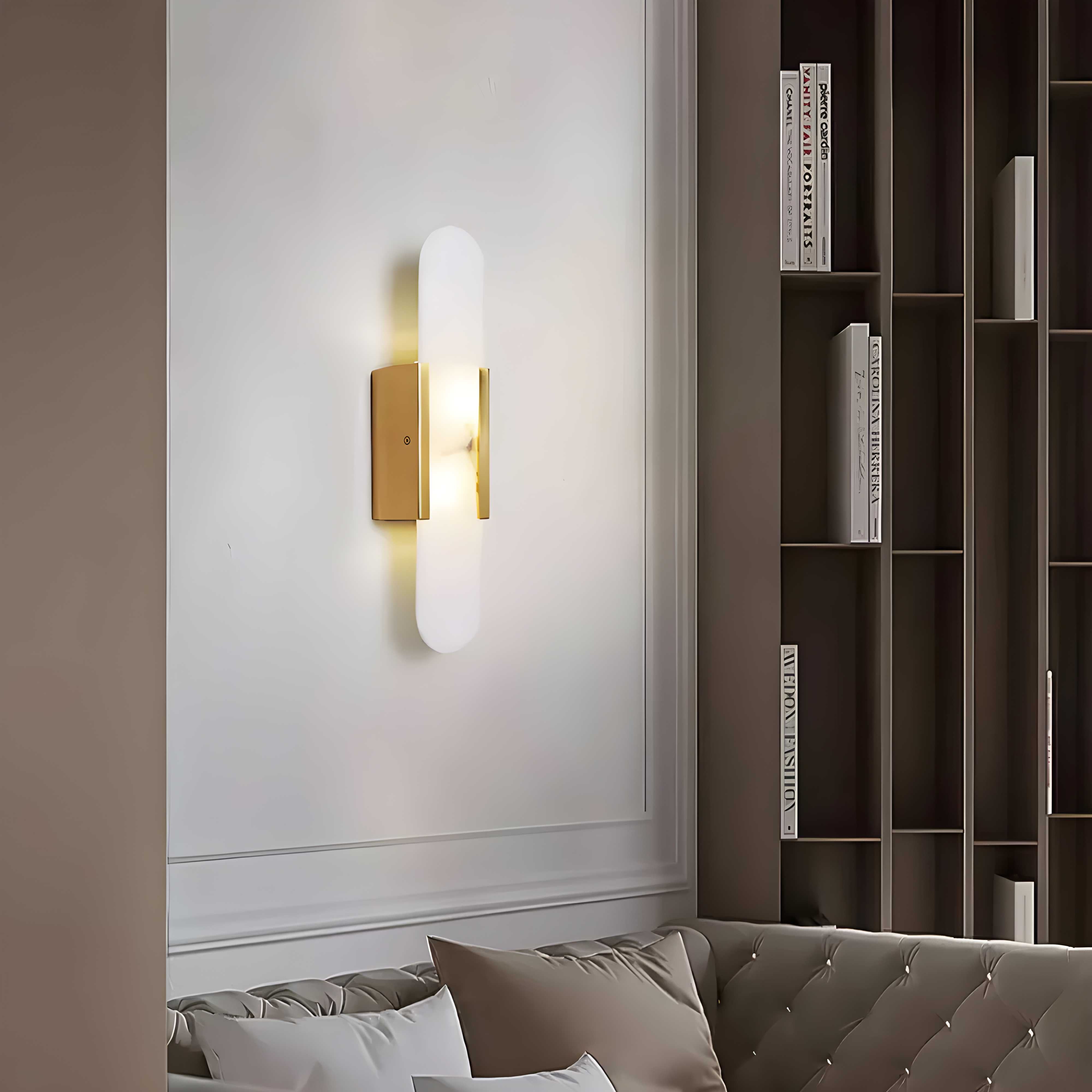 Marble Wall Sconce with Iron Frame LED Light