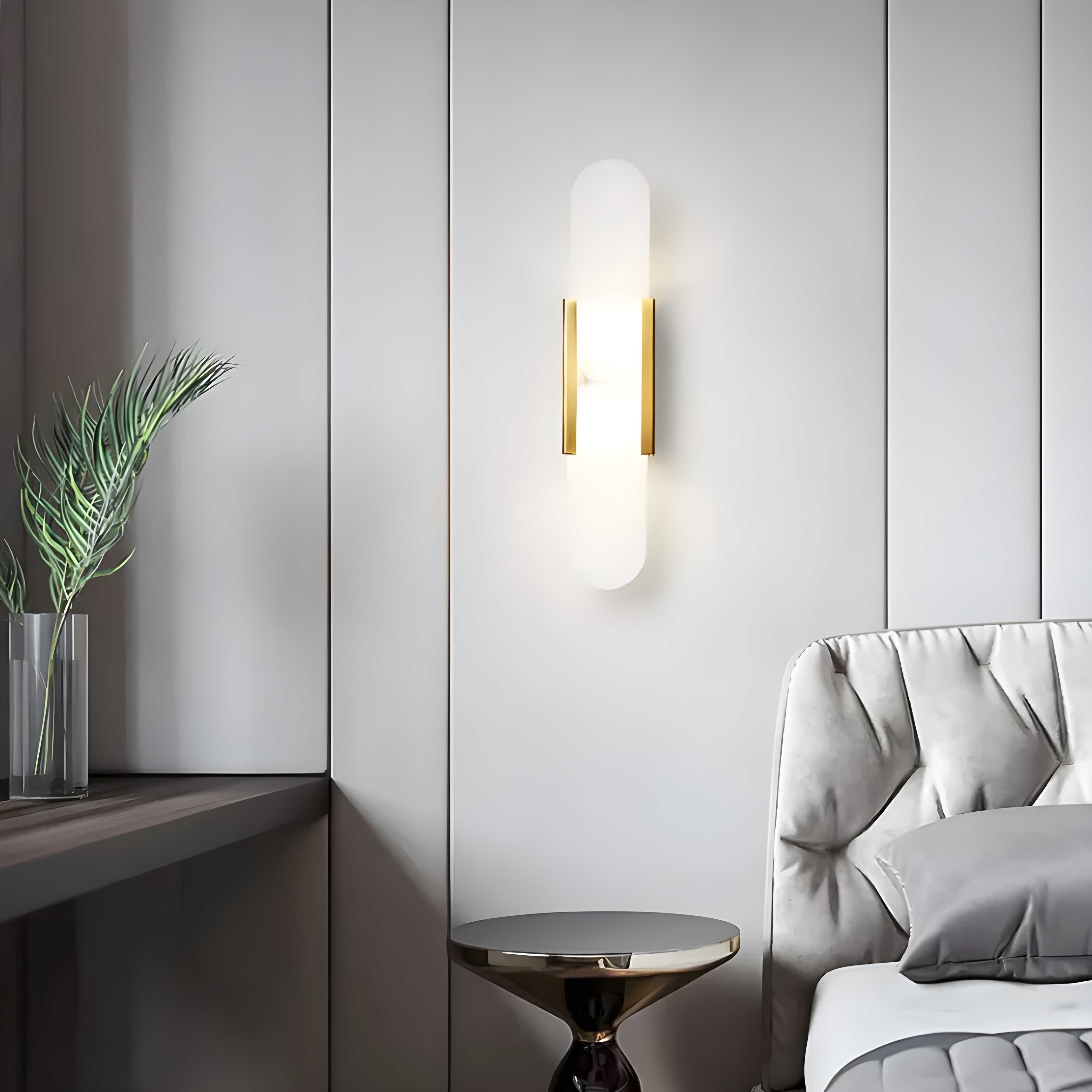 Marble Wall Sconce with Iron Frame LED Light