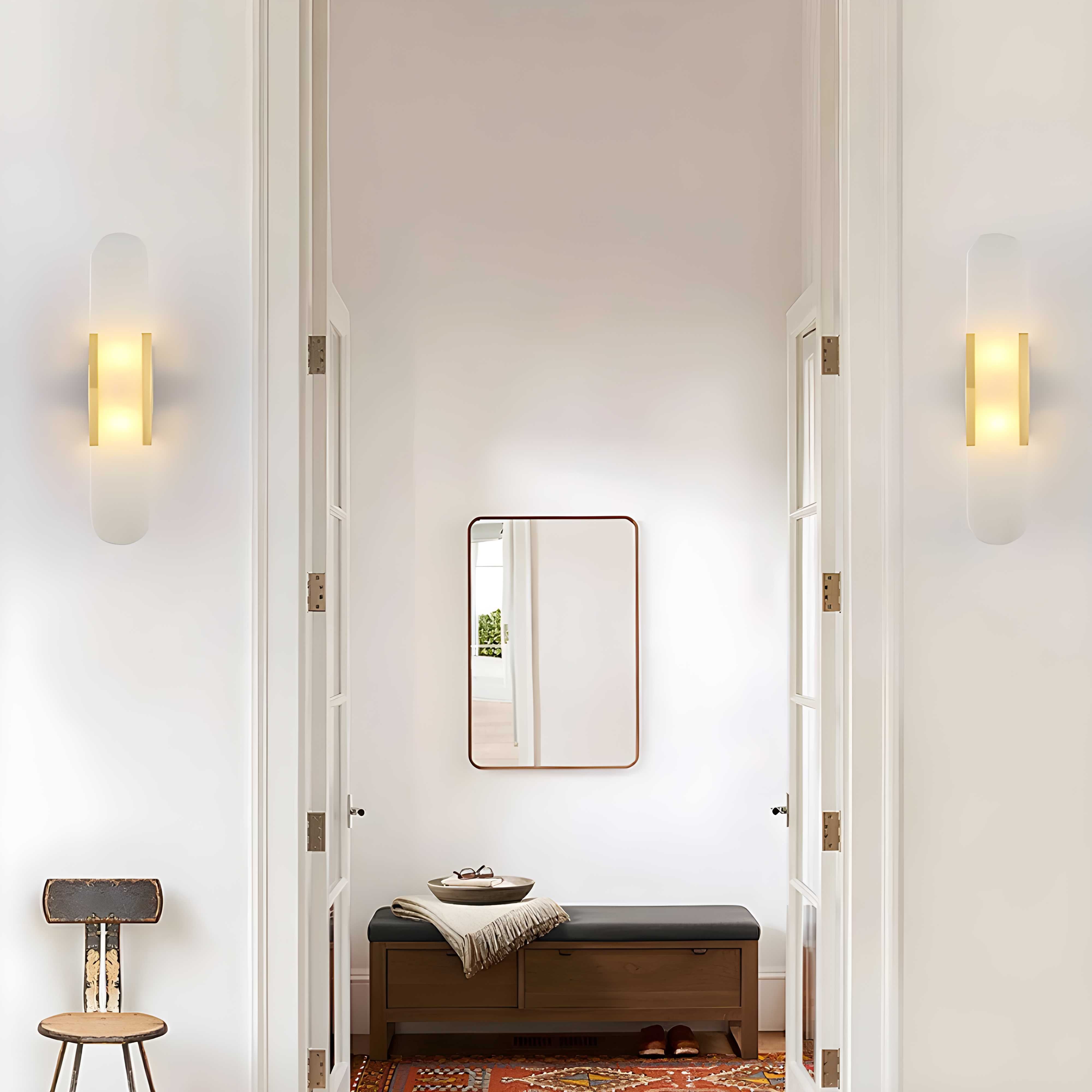 Marble Wall Sconce with Iron Frame LED Light