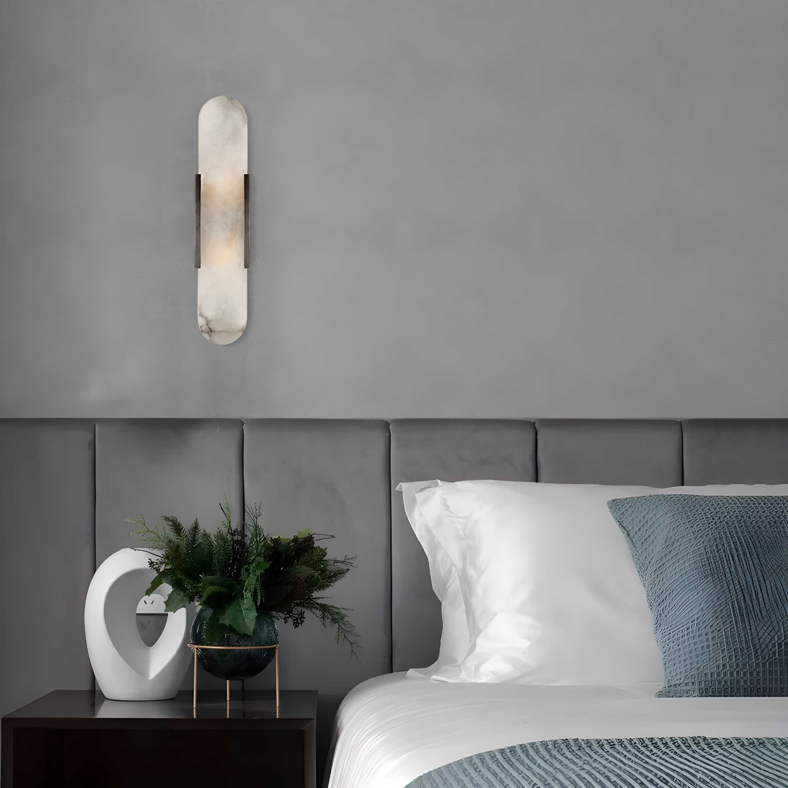 Marble Wall Sconce with Iron Frame LED Light