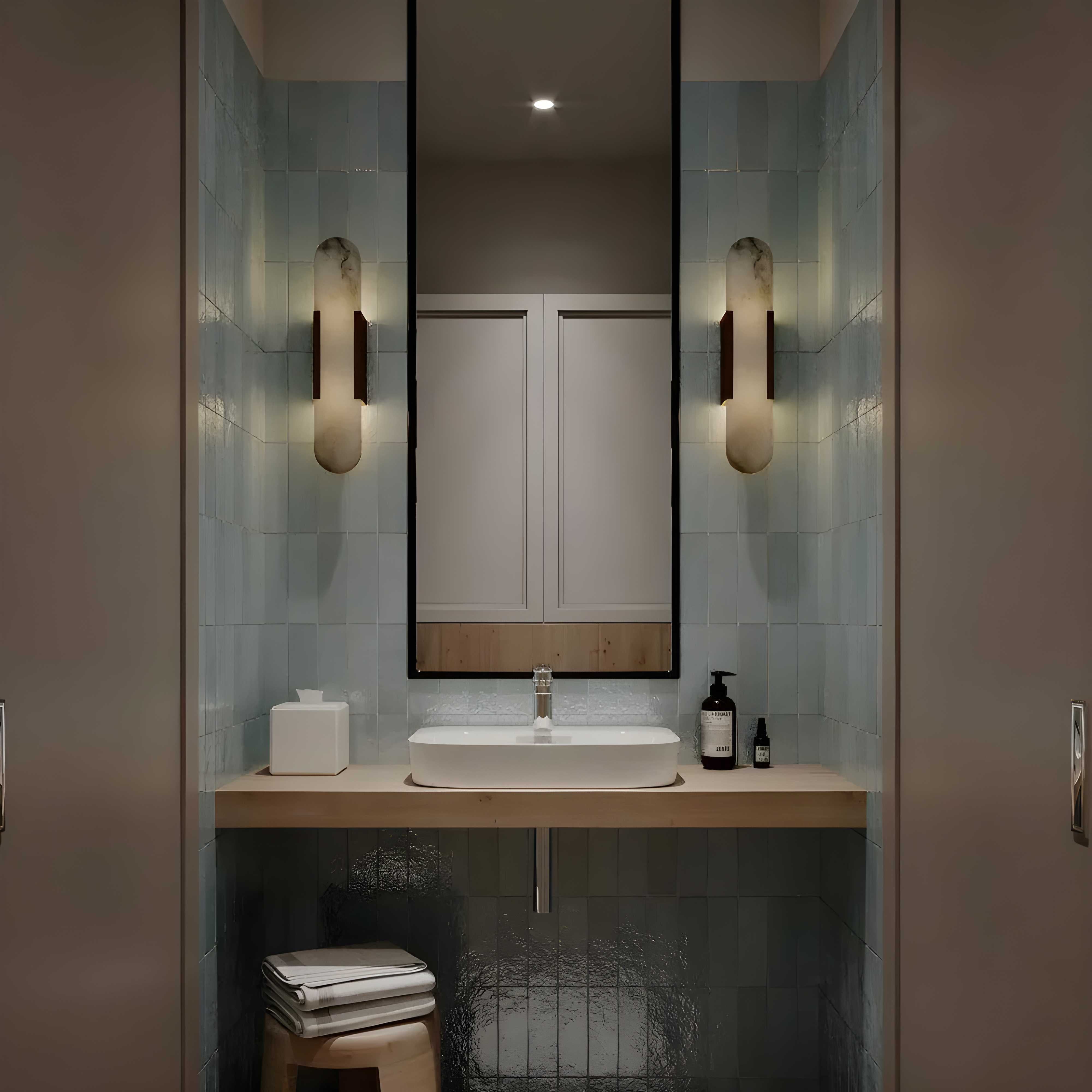 Marble Wall Sconce with Iron Frame LED Light