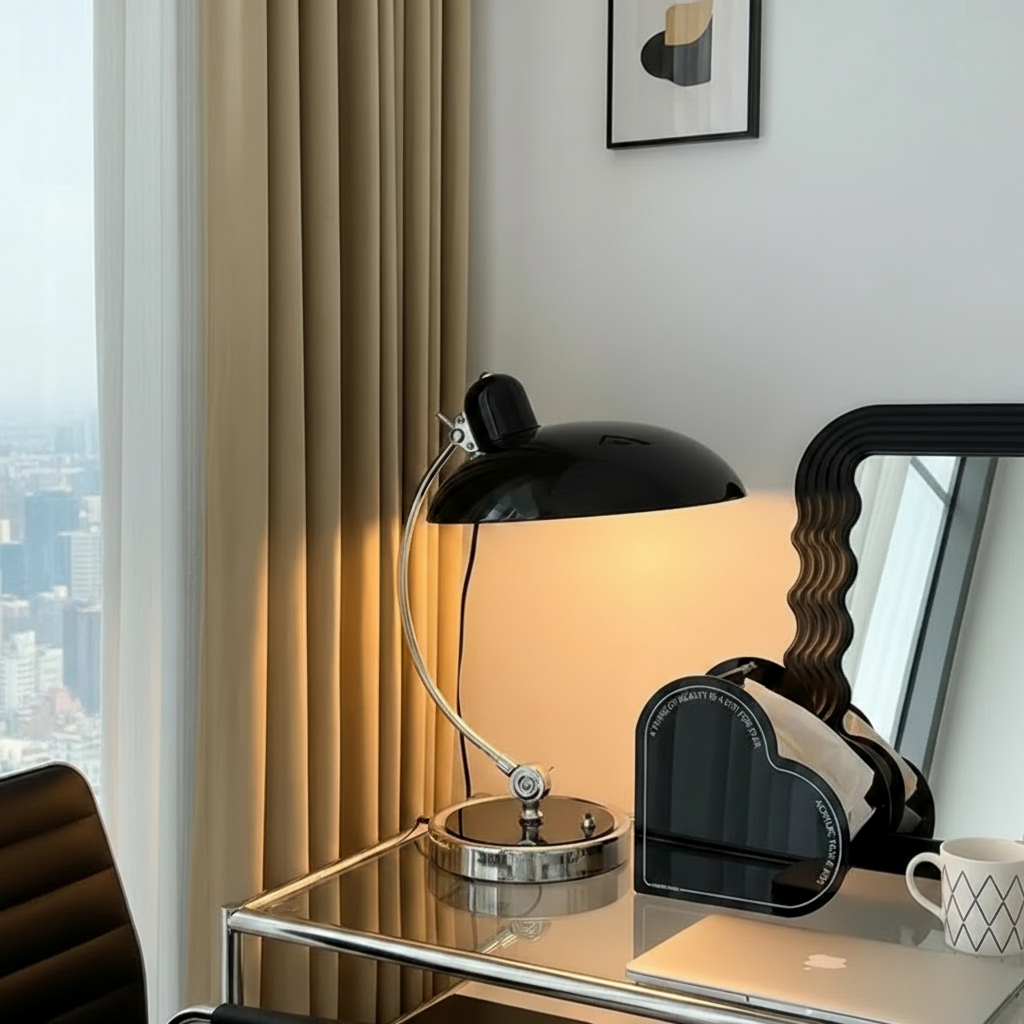 Metal Dome Table Lamp with Button Switch Design