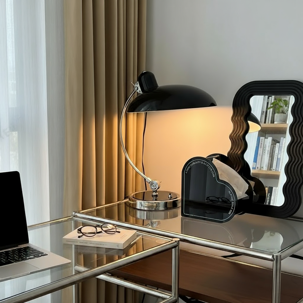 Metal Dome Table Lamp with Button Switch Design