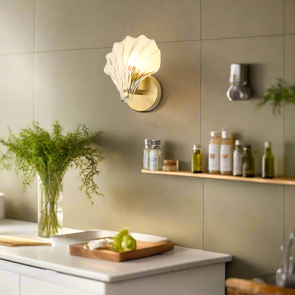 Metal Glass Wall Sconce with Seashell Shade