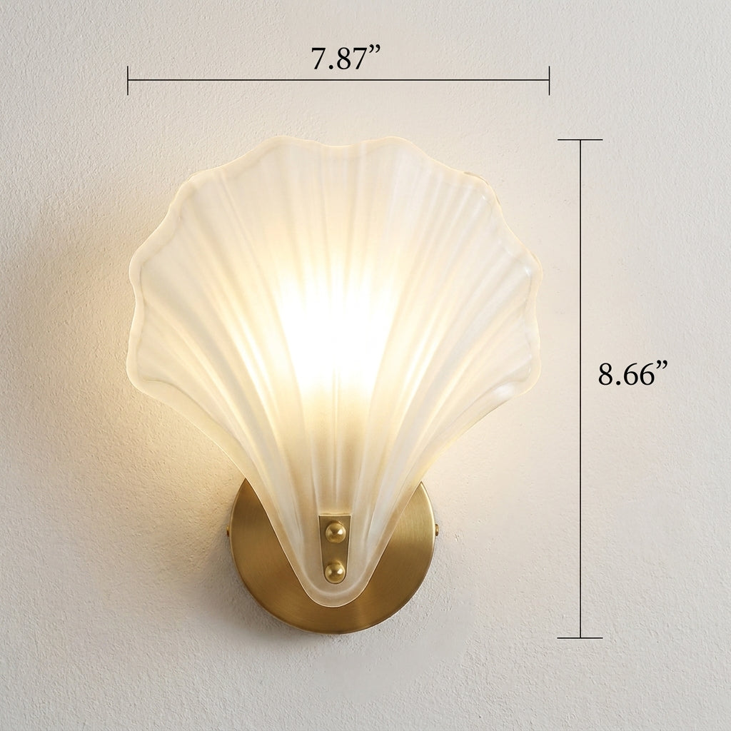 Metal Glass Wall Sconce with Seashell Shade