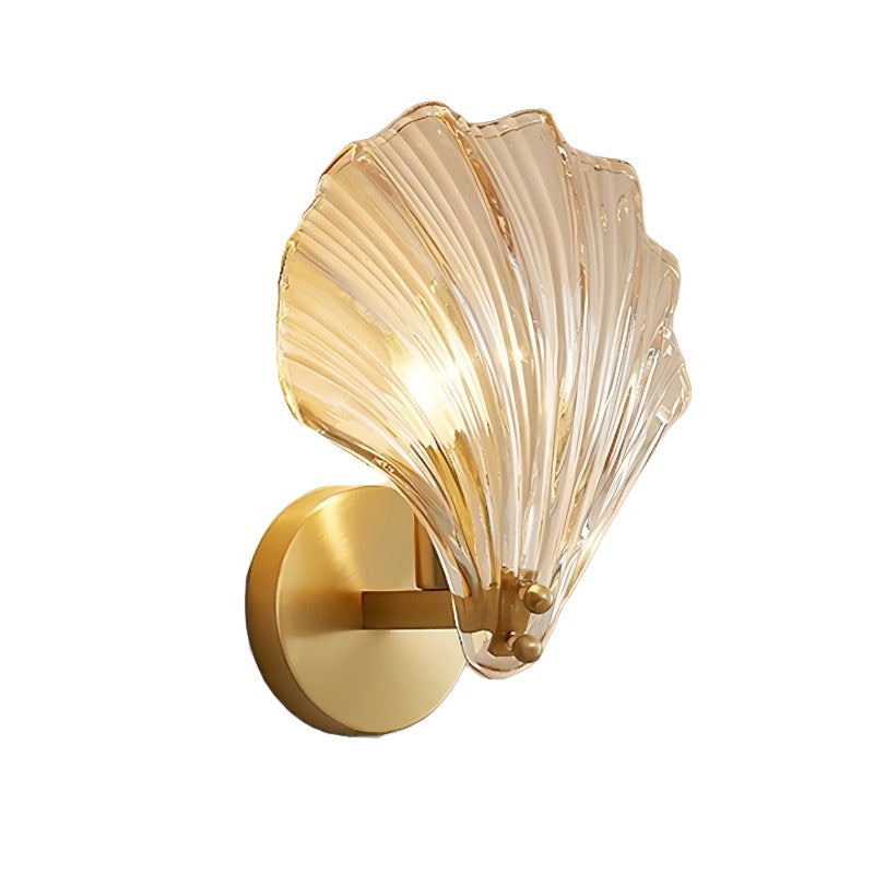 Metal Glass Wall Sconce with Seashell Shade