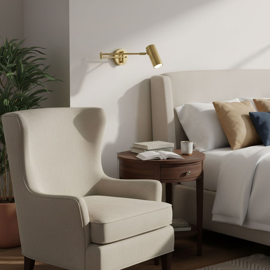 Metal Swing Arm Wall Sconce with Adjustable Head