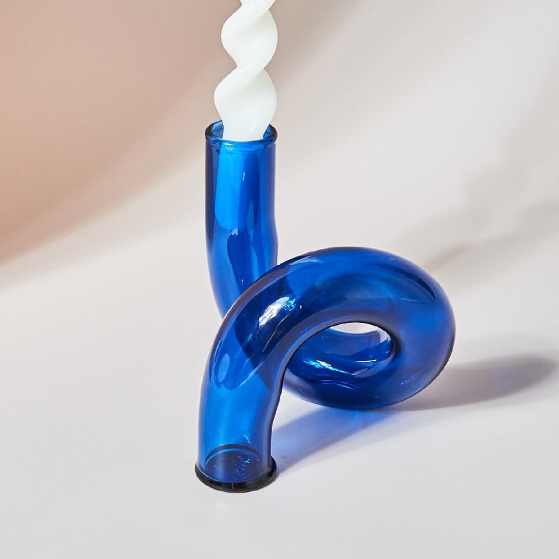 Modern Glass Candle Holder with Loop Design