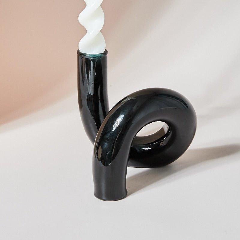 Modern Glass Candle Holder with Loop Design