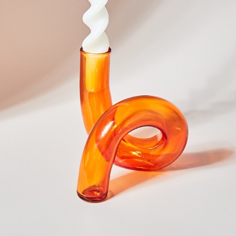 Modern Glass Candle Holder with Loop Design