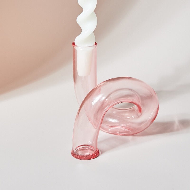 Modern Glass Candle Holder with Loop Design