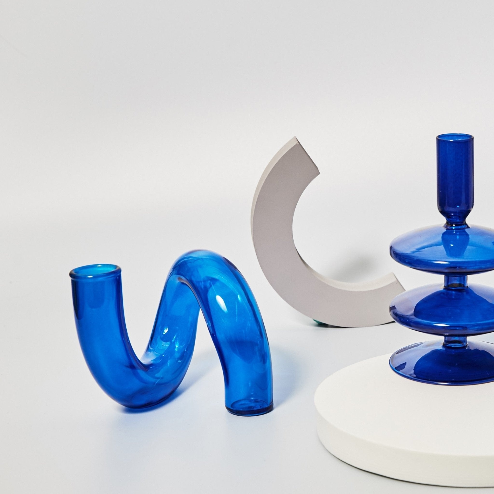 Modern Glass Candle Holder with Loop Design