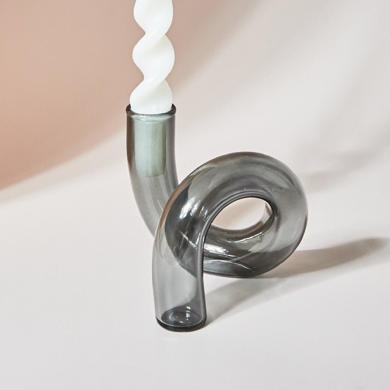 Modern Glass Candle Holder with Loop Design