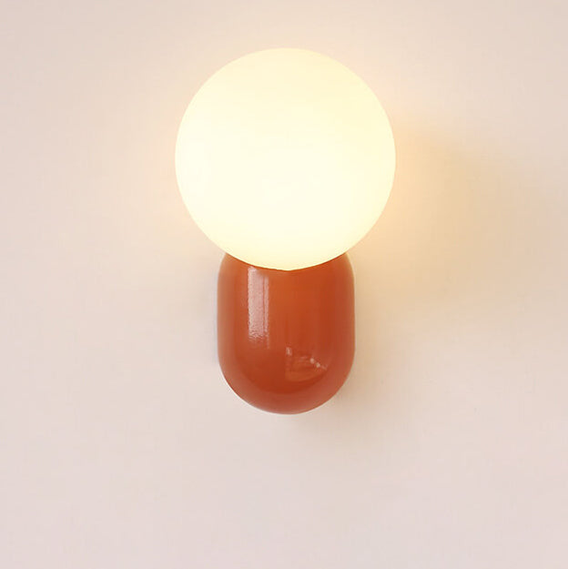 Modern Glass Globe Wall Light with Resin Base