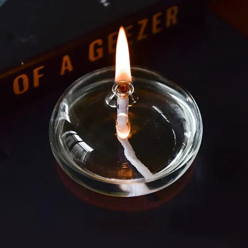Modern Glass Holder with Oil Wick Design