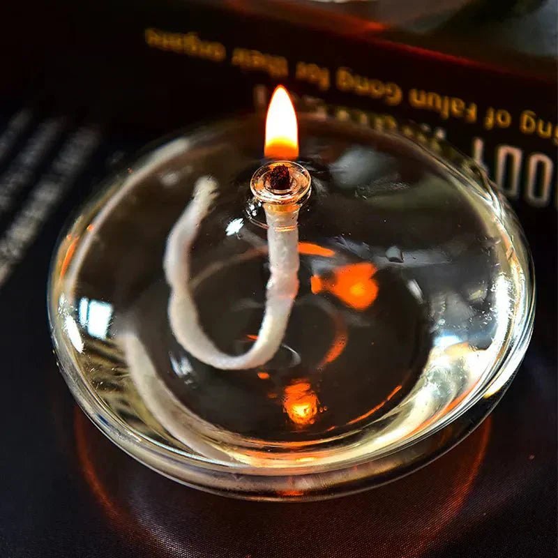 Modern Glass Holder with Oil Wick Design