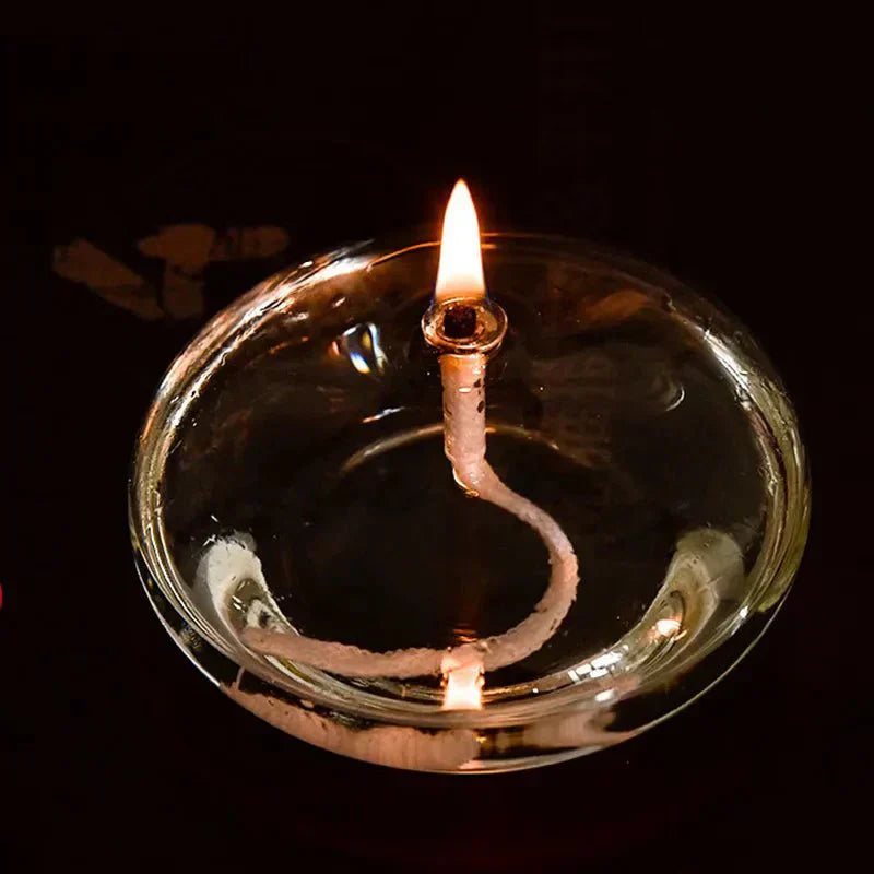 Modern Glass Holder with Oil Wick Design