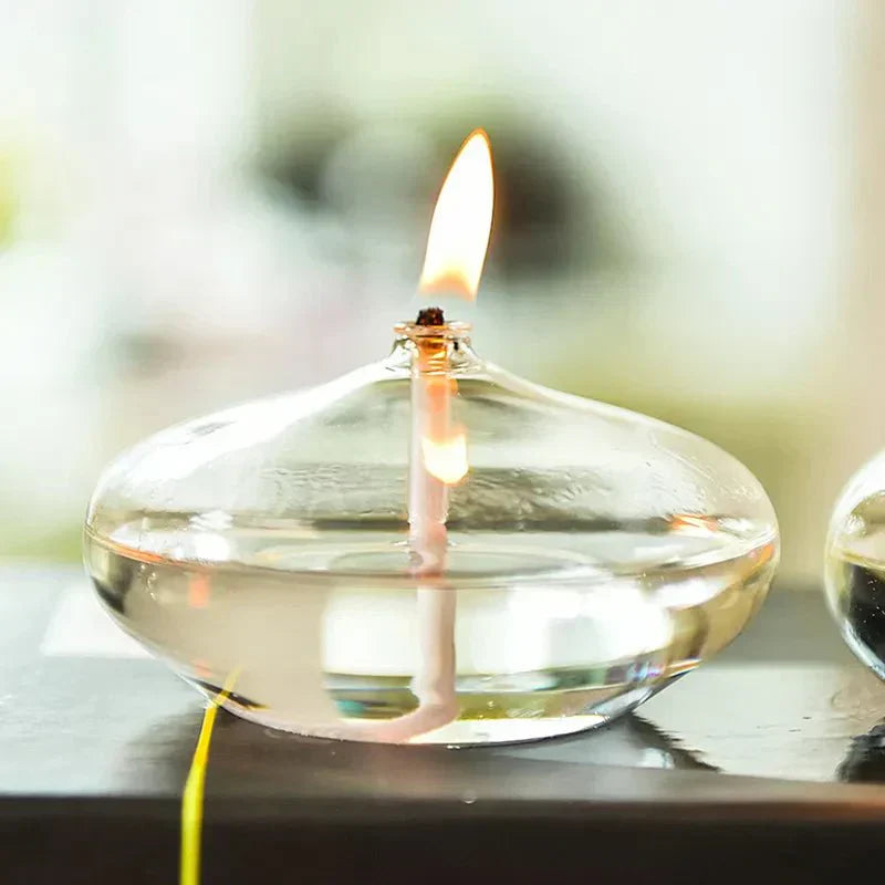 Modern Glass Holder with Oil Wick Design